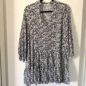 Zara Black and White Long Sleeve Mini Dress